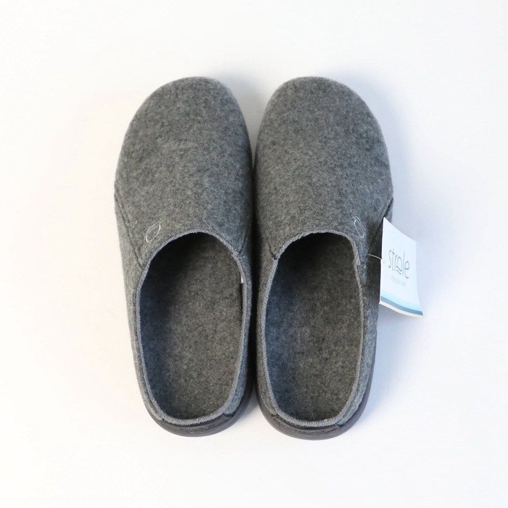 NWT Strole Men's Wool Clogs Orthopedic Support Gray new wide foot comfy cozy - Picture 2 of 8